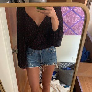 Free People Floral Wrap Top